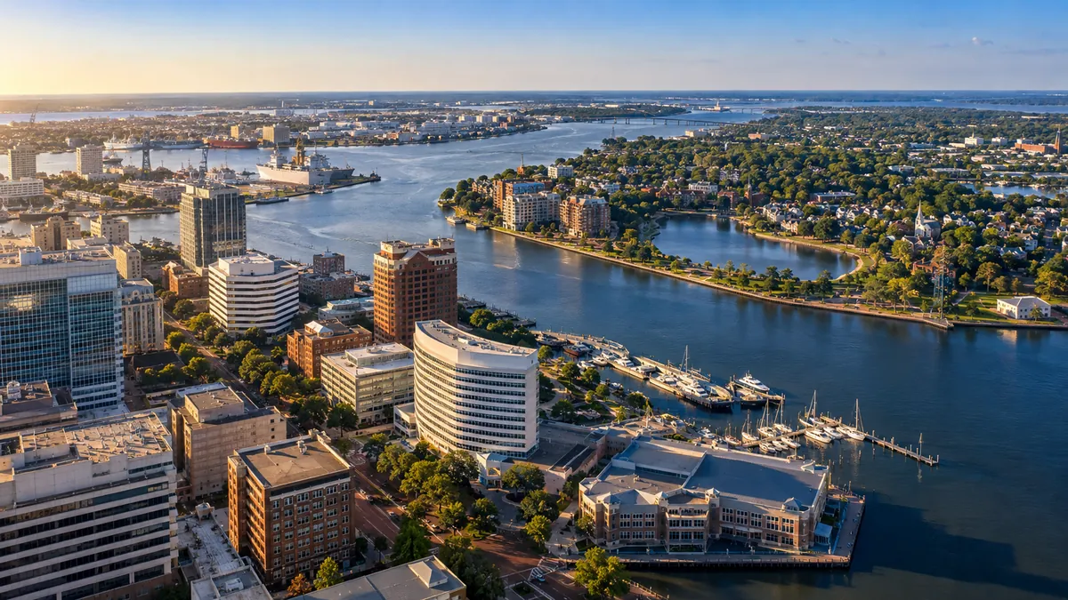 Aerial view of Norfolk, VA