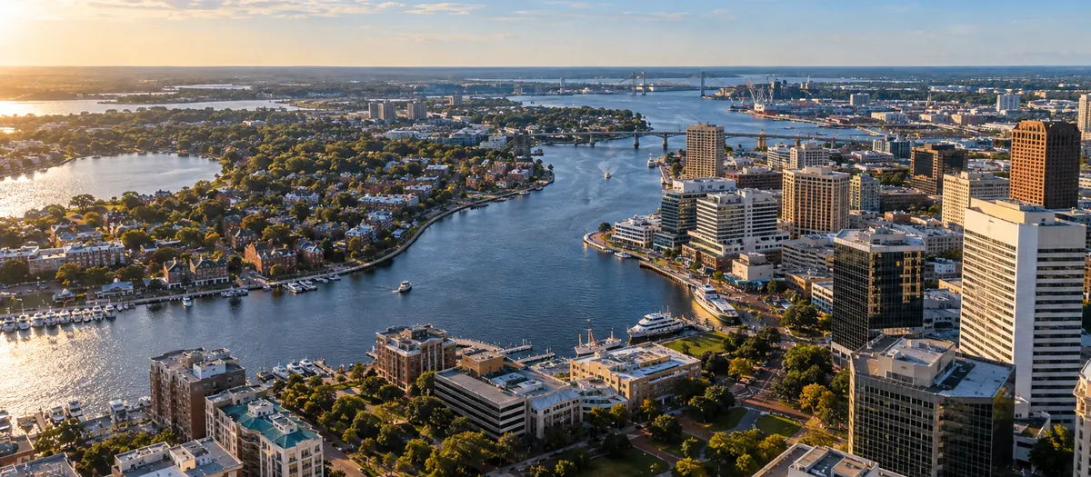 Aerial view of Norfolk, VA
