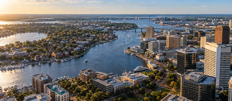 Aerial view of Norfolk, VA