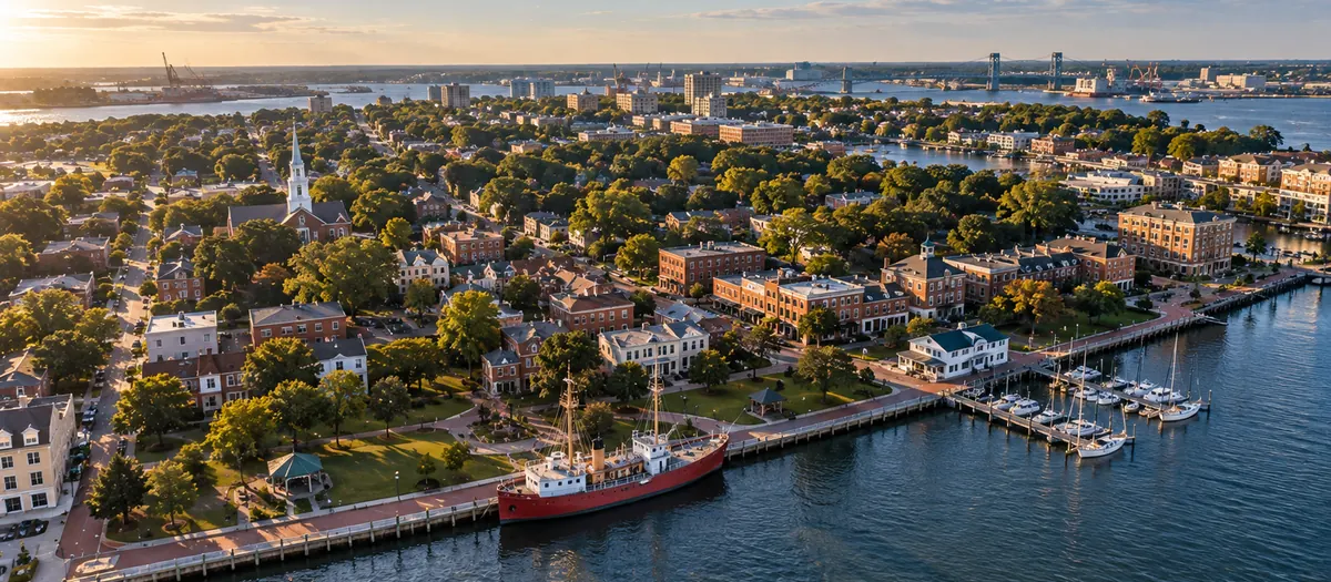 Aerial view of Portsmouth, VA